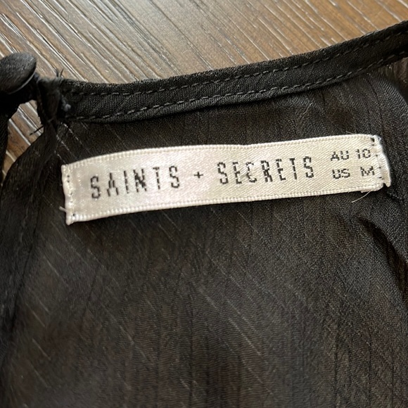 Saints + Secrets black sexy ruffled chiffon mini dress Size M - Picture 15 of 17